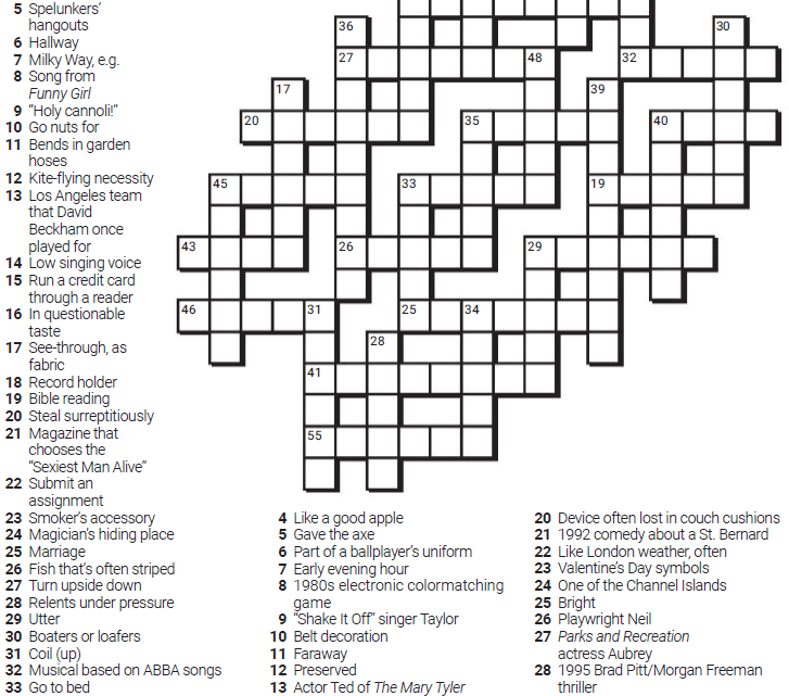 Each answer word in this crossword variation has two clues leading to it, using different meanings of the word.